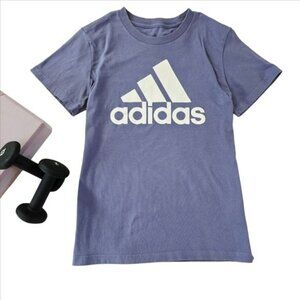Adidas Women's T-Shirt Size Medium Lavendar White Graphic Short Sleeves Workout